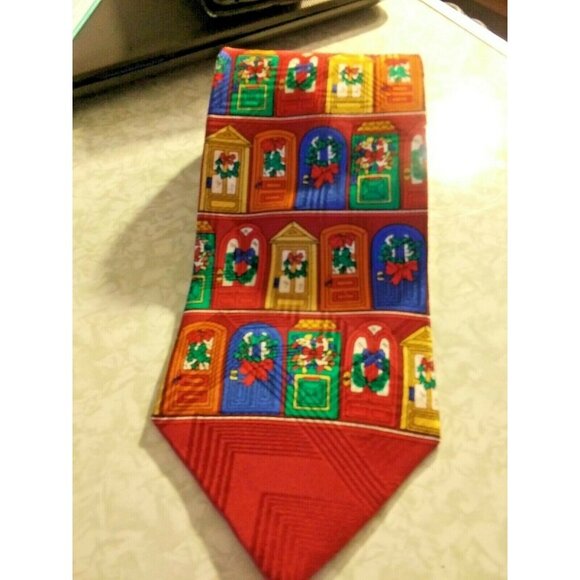 Féraud Other - Feraud Mens Christmas Doors Tie xmas color pattern 100% Imported  Silk
